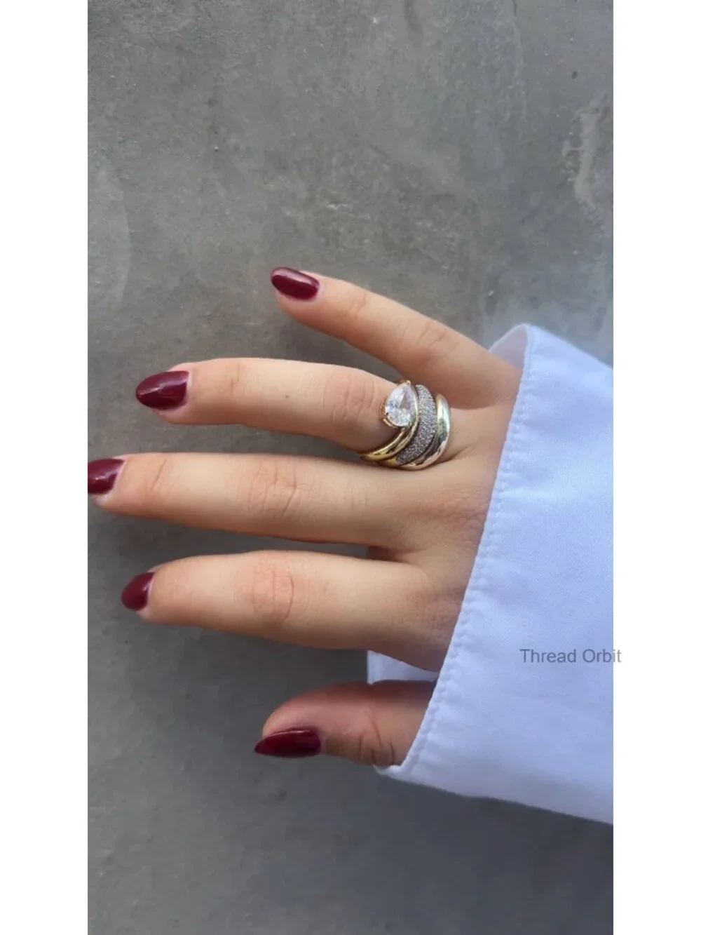 Gold Plated Wavy Cubic Zirconia Stackable Band Ring for Women